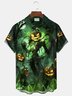 Royaura® Halloween Pumpkin Skull Print Casual Stylish Hawaiian Shirt Summer Shirts Pocket Short Sleeve Shirt Big Tall