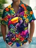 Royaura® Hawaiian Toucan Tropical Floral Print Men's Button Pocket Short Sleeve Shirt Big & Tall