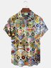 Royaura® Halloween Skull Art Print Casual Stylish Hawaiian Shirt Summer Shirts Pocket Short Sleeve Shirt Big Tall