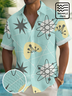 Royaura® Retro 1950s Mid-century Atomic Age Geometric Graphic Print Men's Seersucker Wrinkle Free Button Pocket Short Sleeve Shirt Big & Tall