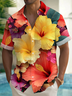 Royaura® Hawaiian Floral Art Print Men's Button Pocket Short Sleeve Shirt Big & Tall