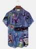 Royaura® Retro Medieval Character Illustration Print Men's Lapel Pocket Short Sleeve Shirt Big&Tall
