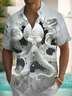 Royaura® Retro Abstract Octopus 3D Print Men's Button Pocket Short Sleeve Shirt Big & Tall