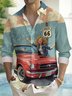Royaura® Retro Road Print Men's Lapel Pocket Long Sleeve Shirt Big&Tall