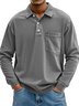 Royaura® Basic Men's Casual Stylish Solid Button Stretch Comfort Long Sleeve Pocket Polo Shirt Big Tall