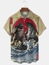 Royaura® Men's Ukiyo-e Godzilla vs. the Gorillas Print Pocket Short Sleeve Shirt Big & Tall