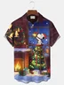 Royaura® Christmas Cartoon Print Casual Stylish Hawaiian Shirt Summer Shirts Pocket Short Sleeve Shirt Big Tall