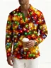 Royaura Christmas Gold Neon Men's Long Sleeve Shirts Stretch Plus Size Drama Costume Button Shirts