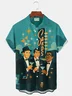 Royaura® Vintage Music Rat Pack Graphic Print Men's Button Pocket Short Sleeve Shirt Big & Tall