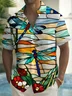 Royaura® Men's Retro Geometric Art Print Button Pocket Short Sleeve Shirt Big & Tall