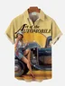 Royaura® Men's Retro Car Girl Print Pocket Short Sleeve Shirt Big & Tall