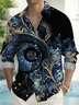 Royaura® Men's Artistic European Pattern Print Pocket Long Sleeve Shirt Big & Tall