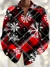 Royaura® Holiday Christmas Plaid Snowflake Art Print Men's Button Pocket Long Sleeve Shirt Big & Tall