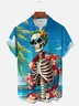 Royaura® Hawaiian Skull Print Men's Button Pocket Short Sleeve Shirt Big & Tall