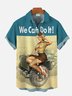 Royaura® Retro Pin-Up Car Girl Print Men's Pocket Short Sleeve Shirt Big & Tall