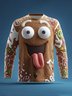 Royaura® Men's Retro Christmas Funny Cartoon Character Print Crew Neck Long Sleeve Sweatshirt Big & Tall