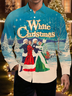 Royaura® Holiday Christmas Vintage White Christmas Poster Art Print Men's Button Pocket Long Sleeve Shirt Big & Tall