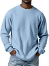 Royaura® Basic Men's Casual Fashion Elastic Round Neck Small Square Waffle Long Sleeve T-Shirt Big Tall