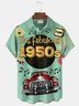 Royaura® Vintage1950s Medieval Atomic Cartoon Print Men's Casual Stylish Button Pocket Short Sleeve Shirt Big Tall