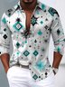 Royaura® Men's Retro Geometric Print Twist-Button Long Sleeve Shirt Big & Tall