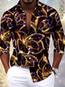 Royaura Vintage Gradient Abstract Floral Art Men's Satin Button-Down Long Sleeve Shirt Big & Tall