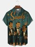 Royaura® Vintage Las Vegas Rat Pack Print Button Pocket Short Sleeve Shirt Big & Tall
