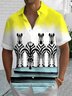 Royaura® Men's Retro Zebra Print Button Pocket Short Sleeve Shirt Big & Tall