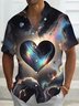 Royaura® Men's Retro Gradient Art Print Button Pocket Short Sleeve Shirt Big & Tall
