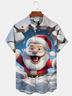 Royaura® Holiday Christmas Santa Art Print Men's Button Pocket Short Sleeve Shirt Big & Tall