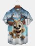 Royaura® Christmas Fun Elk Print Men's Button Pocket Short Sleeve Shirt Big & Tall