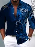 Royaura® Vintage Gradient Print Men's Button-Down Satin Long Sleeve Shirt Big & Tall