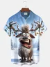 Royaura® Christmas Funny Elk Cartoon Print Casual Stylish Hawaiian Shirt Summer Shirts Pocket Short Sleeve Shirt Big Tall