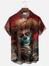 Royaura® Men's Retro Skull Print Button Pocket Short Sleeve Shirt Big & Tall