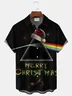 Royaura® Big & Tall Band Rock and Christmas Print Button Pocket Short Sleeve Shirt