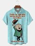 Royaura® Funny Animated Slogan Print Men's Button Pocket Short Sleeve Shirt Big & Tall