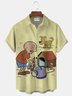 Royaura® Funny Cartoon Character Print Men's Button Pocket Short Sleeve Shirt Big & Tall