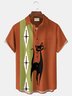 Royaura® Vintage Bowling Medieval Atomic Cat Print Men's Casual Stylish Button Pocket Short Sleeve Shirt Big Tall