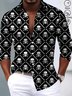Royaura® Vintage Skull Print Men's Fashion Satin Button Long Sleeve Shirt Big & Tall