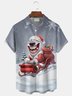 Royaura® Christmas Funny Cartoon Print Men's Button Pocket Short Sleeve Shirt Big & Tall