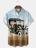 Royaura® Retro Cartoon Car Print Men's Button Pocket Short Sleeve Shirt Big & Tall