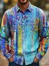 Royaura® Vintage Gradient Art Print Men's Button Pocket Long Sleeve Shirt Big & Tall