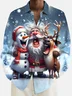Royaura® Christmas Fun Cartoon Printed Casual Fashion Men's Button Pocket Long Sleeve Shirt Big Tall
