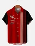 Royaura® Retro Christmas Bowling Striped Print Men's Button Pocket Short-Sleeve Shirt Big & Tall