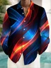 Royaura® Retro Abstract Gradient Art Print Men's Button Pocket Long-Sleeve Shirt Big & Tall