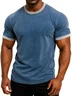 Royaura® Retro Basic Solid Color Washed Print Men's Color Block Crew Neck T-Shirt Big & Tall