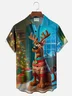 Royaura® Christmas Cartoon Art Print Men's Button Pocket Short-Sleeve Shirt Big & Tall