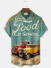 Royaura® Retro Car Letter Print Men's Button Pocket Short-Sleeve Shirt Big & Tall
