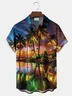 Royaura® Hawaiian Christmas Palm Tree Print Men's Button Pocket Short Sleeve Shirt Big & Tall