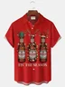 Royaura® Christmas Beer Print Men's Button Pocket Short-Sleeve Shirt Big & Tall