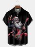 Royaura® Santa Claus Guitar Print Men's Button Pocket Short-Sleeve Shirt Big & Tall